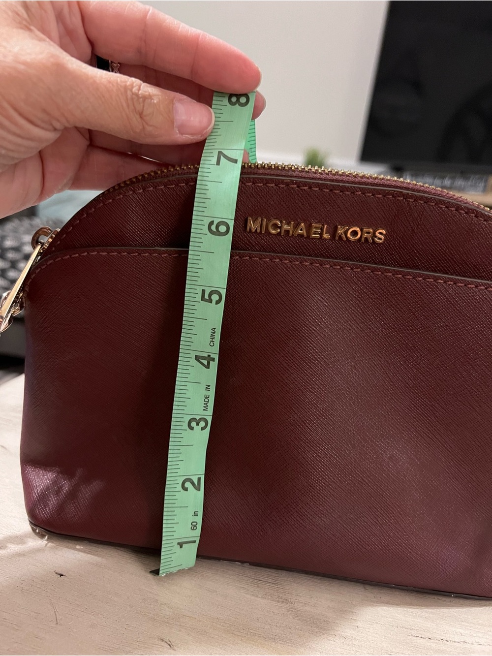Michael Kors Jet Set Travel Saffiano Leather Dome Crossbody Burgundy - Picture 13 of 14